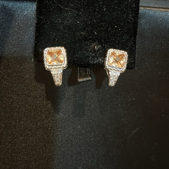 Beautiful .925 Rhinestone/Amber Earrings - Picture 9 of 9